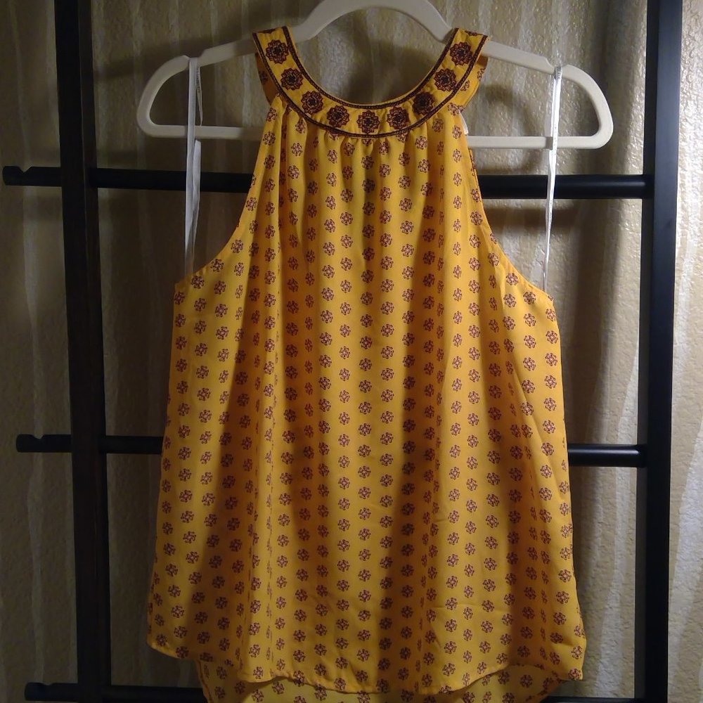 Yellow Orange Floral Halter Top
